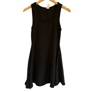 Fashion Love Womens Black Ribbed Skater Dress Sleeveless Scoop Neck Large 2519